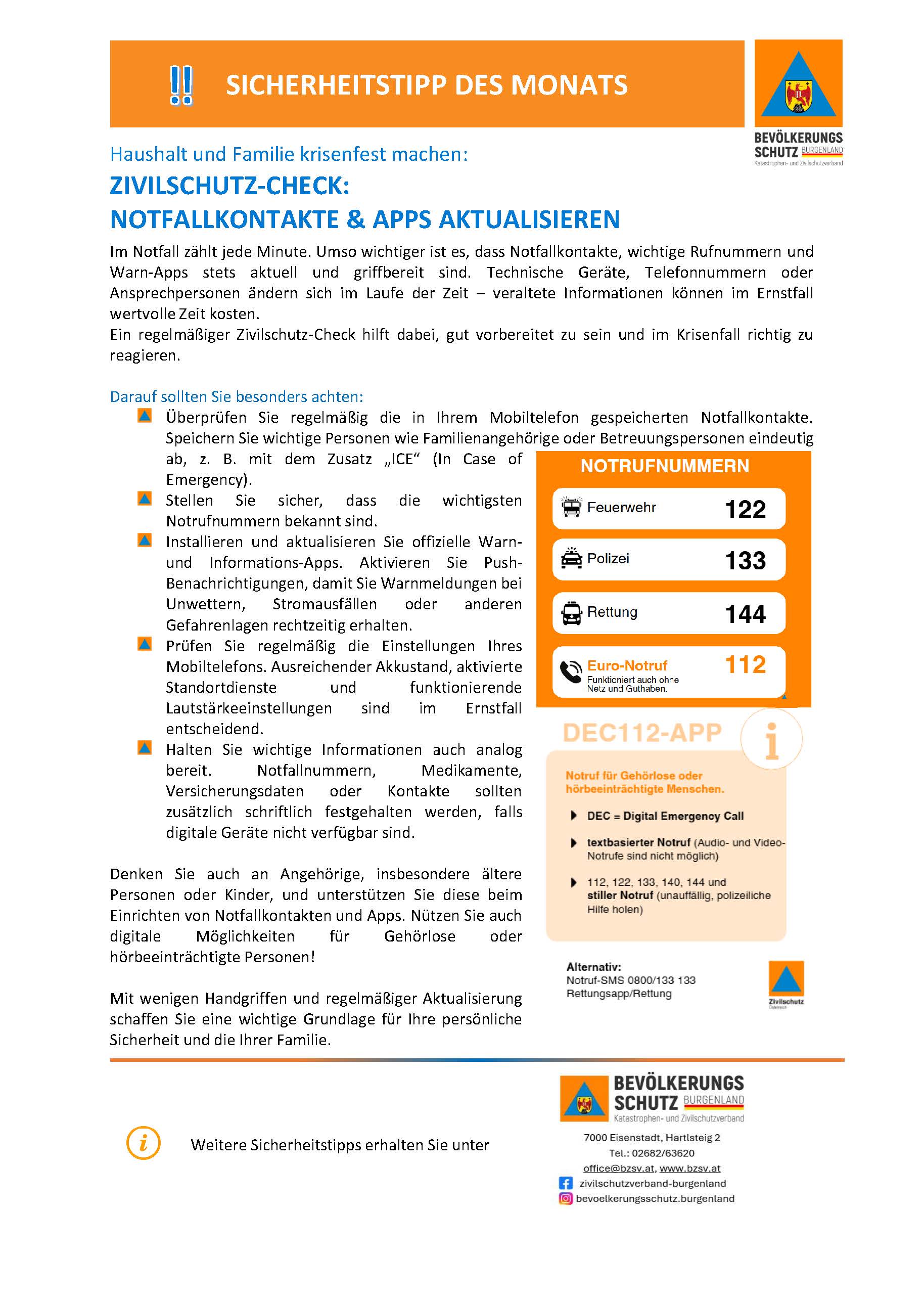 Sicherheitstipp 02 26 Notfallkontakte und Apps aktualisieren